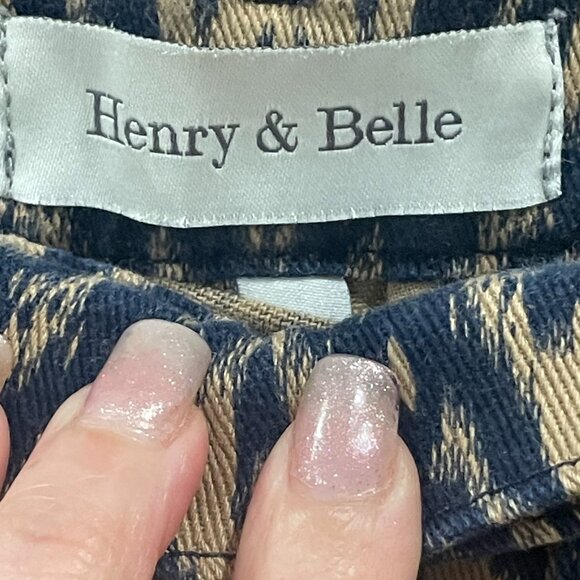 HENRY & BELLE IKAT Trouser Flat Front Shorts 25 Women's Chino Short Brown Blue - Picture 5 of 7